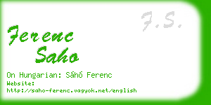 ferenc saho business card